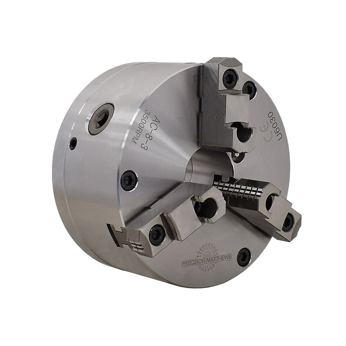 8" Adjustable Ultra Precision 3 Jaw Chuck, D1-5 Mount