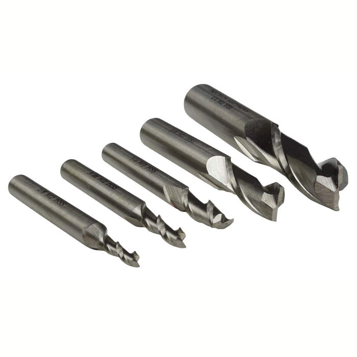 End Mill Set, 5 Piece, 2 Flute HSS