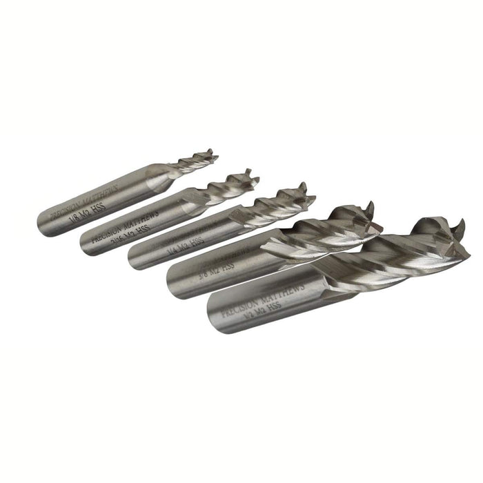 End Mill Set, 5 Piece, 4 Flute HSS