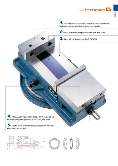 6 Inch w/8" Open Homge Ultra High Precision Milling Vise w/Swivel Base