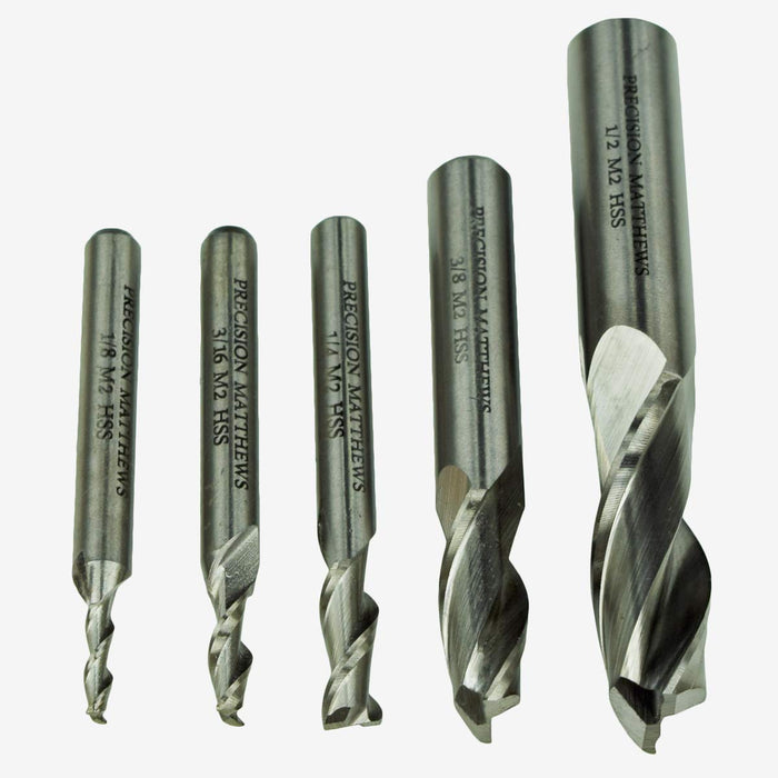 End Mill Set, 5 Piece, 2 Flute HSS