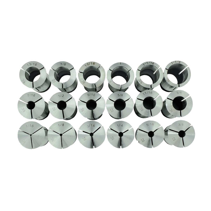 18 Piece Precision Inch 5C Collet Set, 1/16" to 1-1/8"